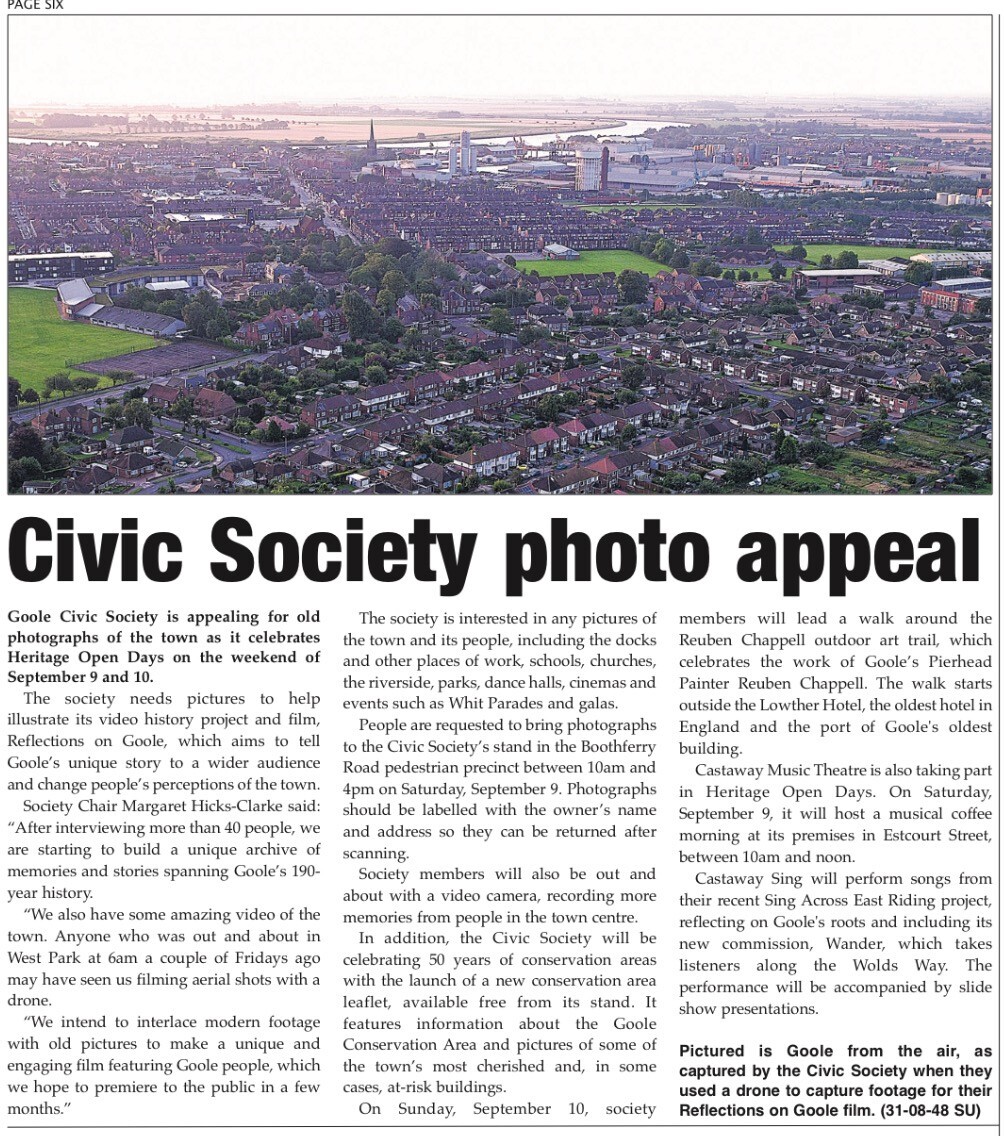 Aerial view of Goole with appeal for photos
