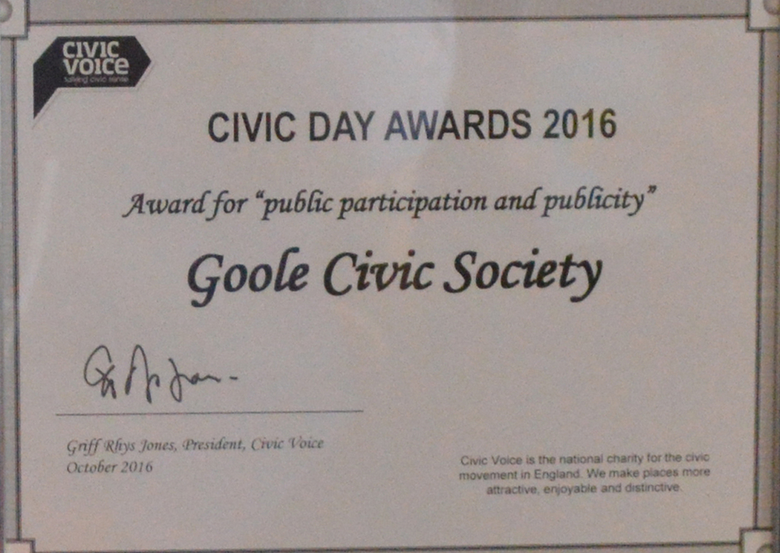 Civic Voice certificate signed by TV personality Griff Rhys Jones