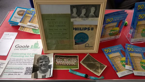 Display of memorabilia about Goole at 50 Fascinating Facts booklet launch