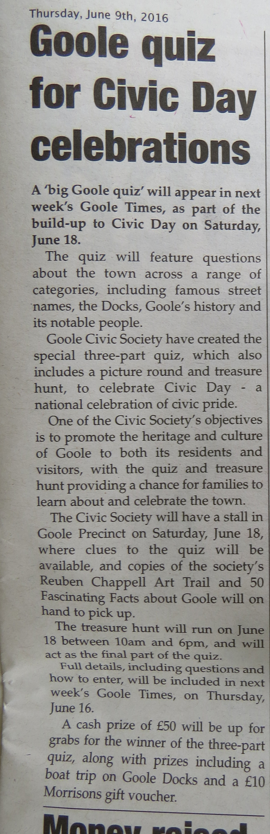 Goole Times preview of Big Goole Quiz for Civic Day 2016