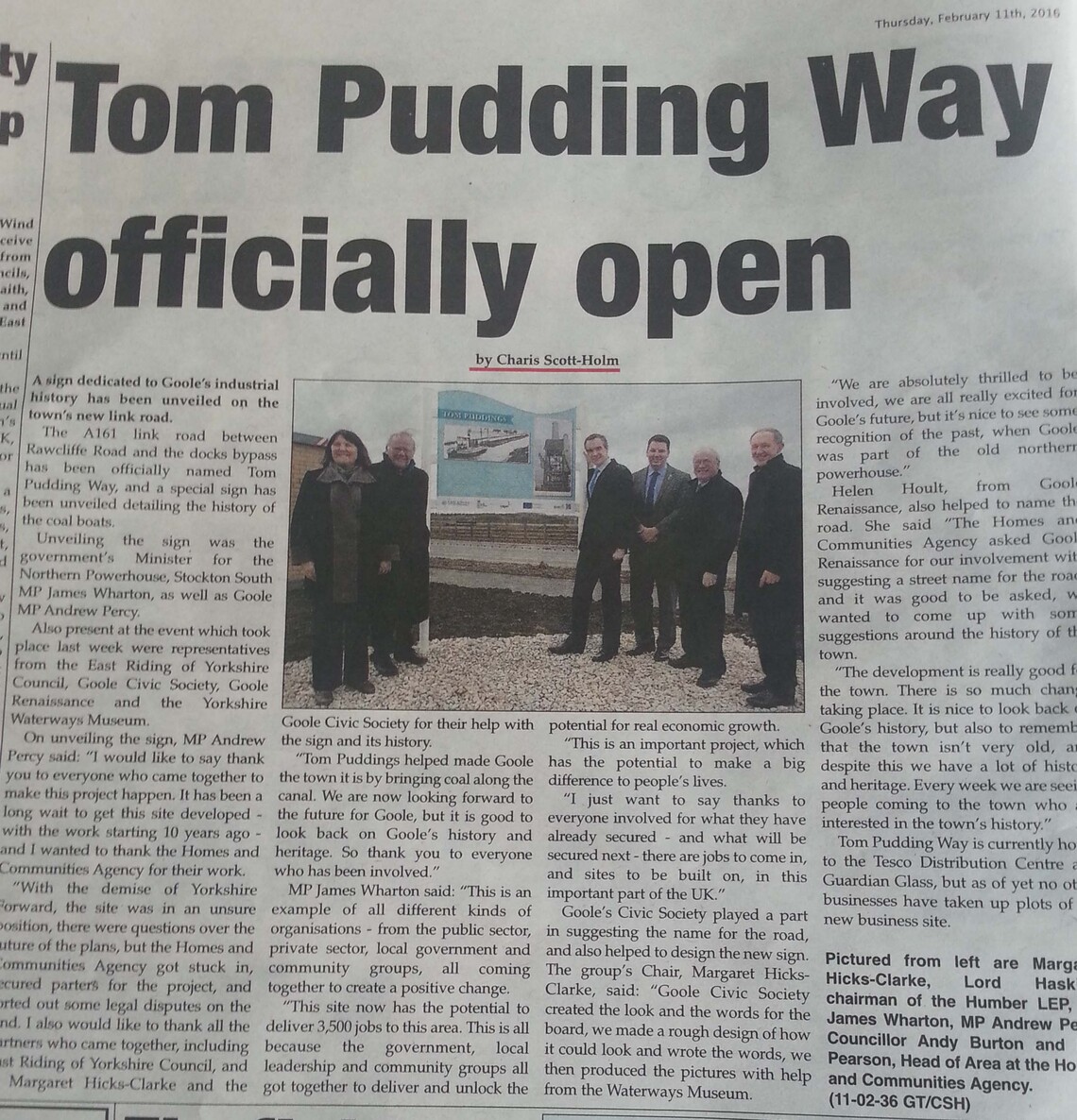 Goole Times coverage as Minister opens new link road