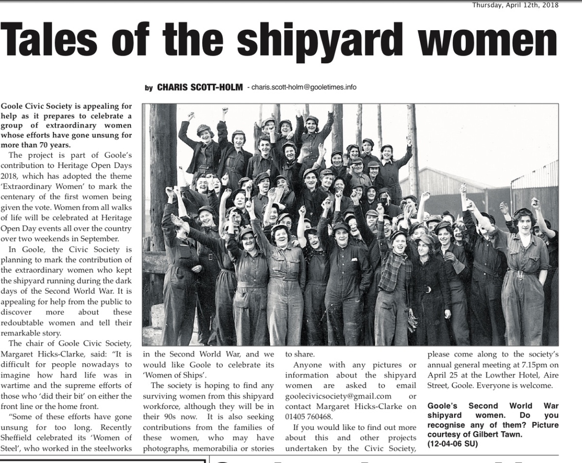 Extraordinary women who worked at Goole shipyard in WW2