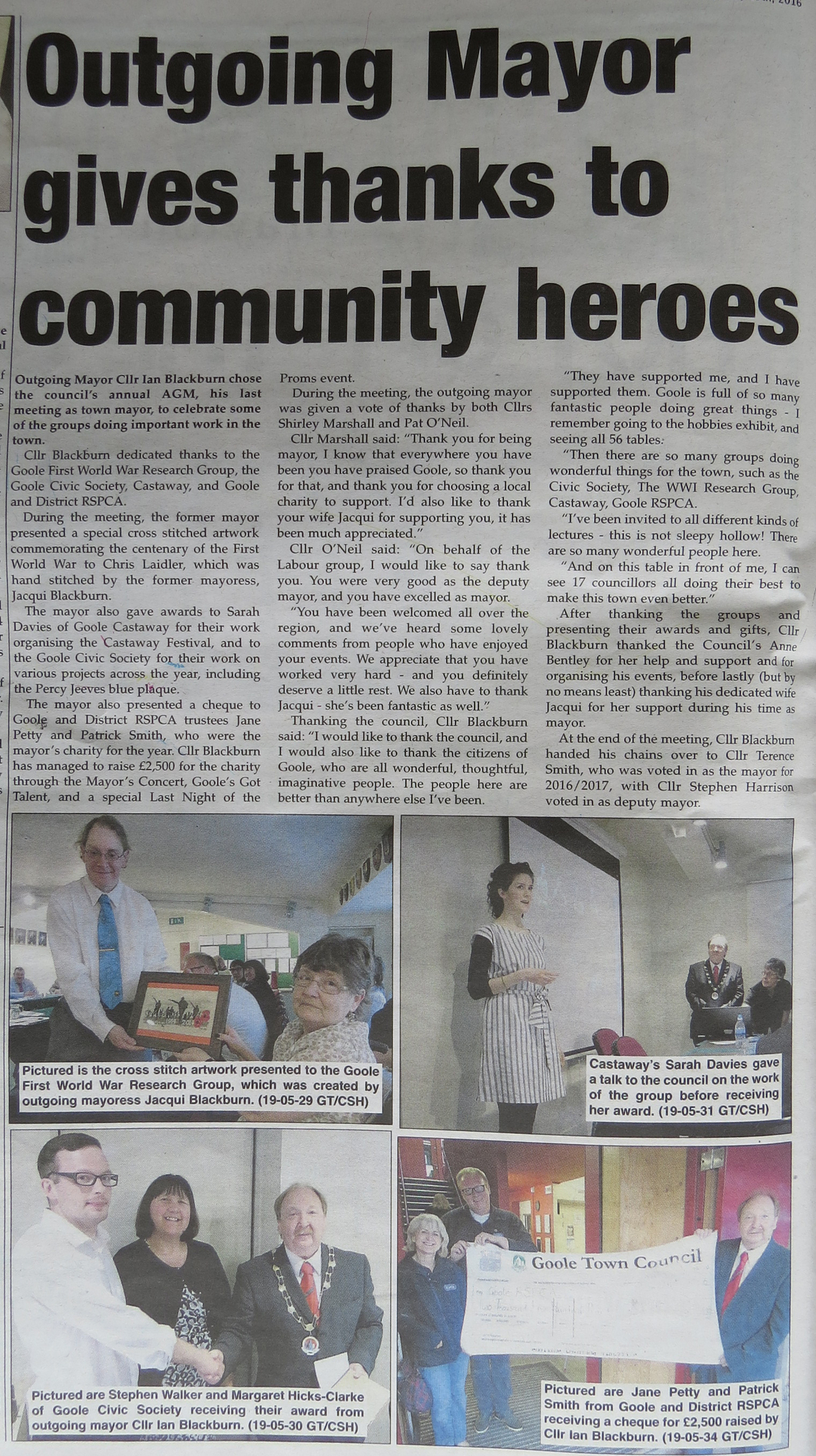 Goole Times article on Mayor's awards to Goole Community Heroes