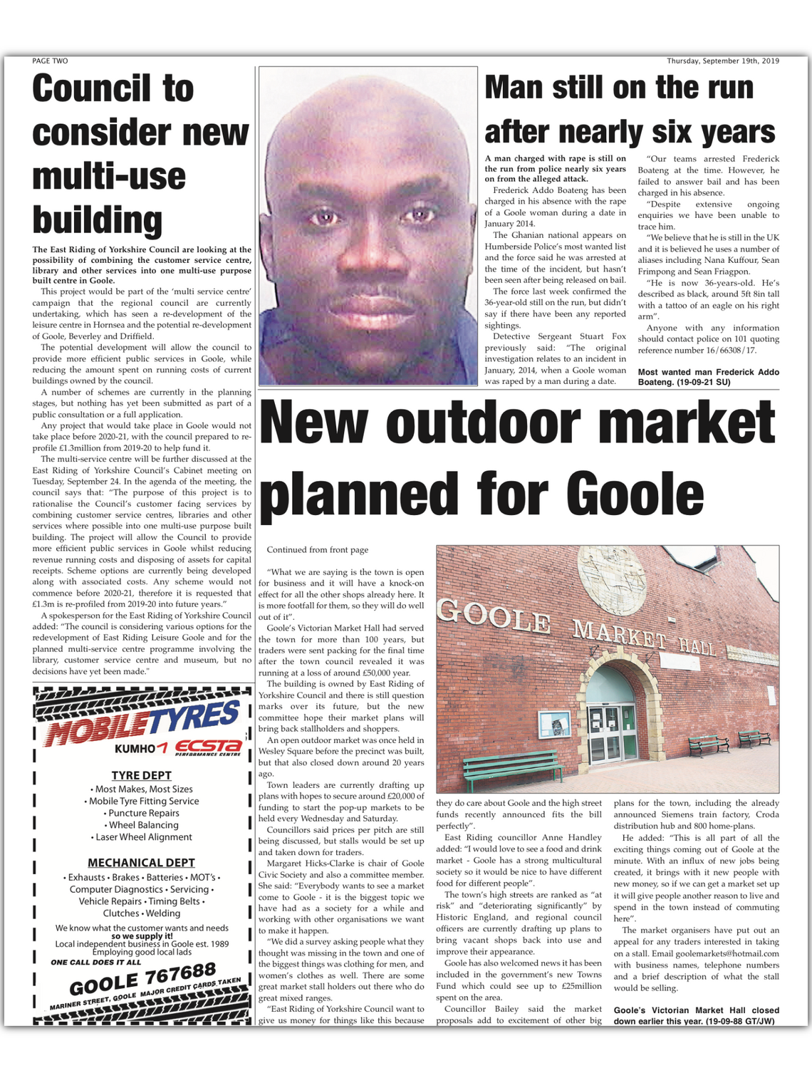 Goole Times 19 09 19 market cont