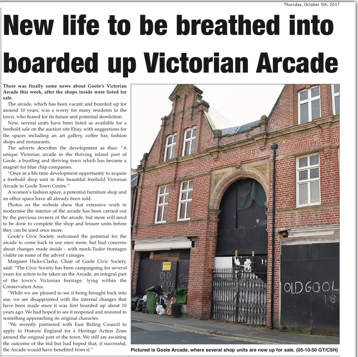 Regeneration of Victorian Arcade linked to East Riding of Yorkshire heritage