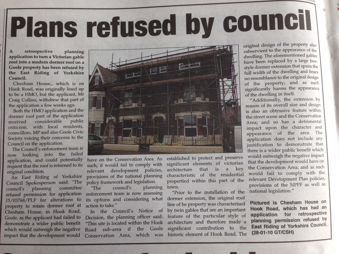 East Rdiing Council rejects plans for house in Goole