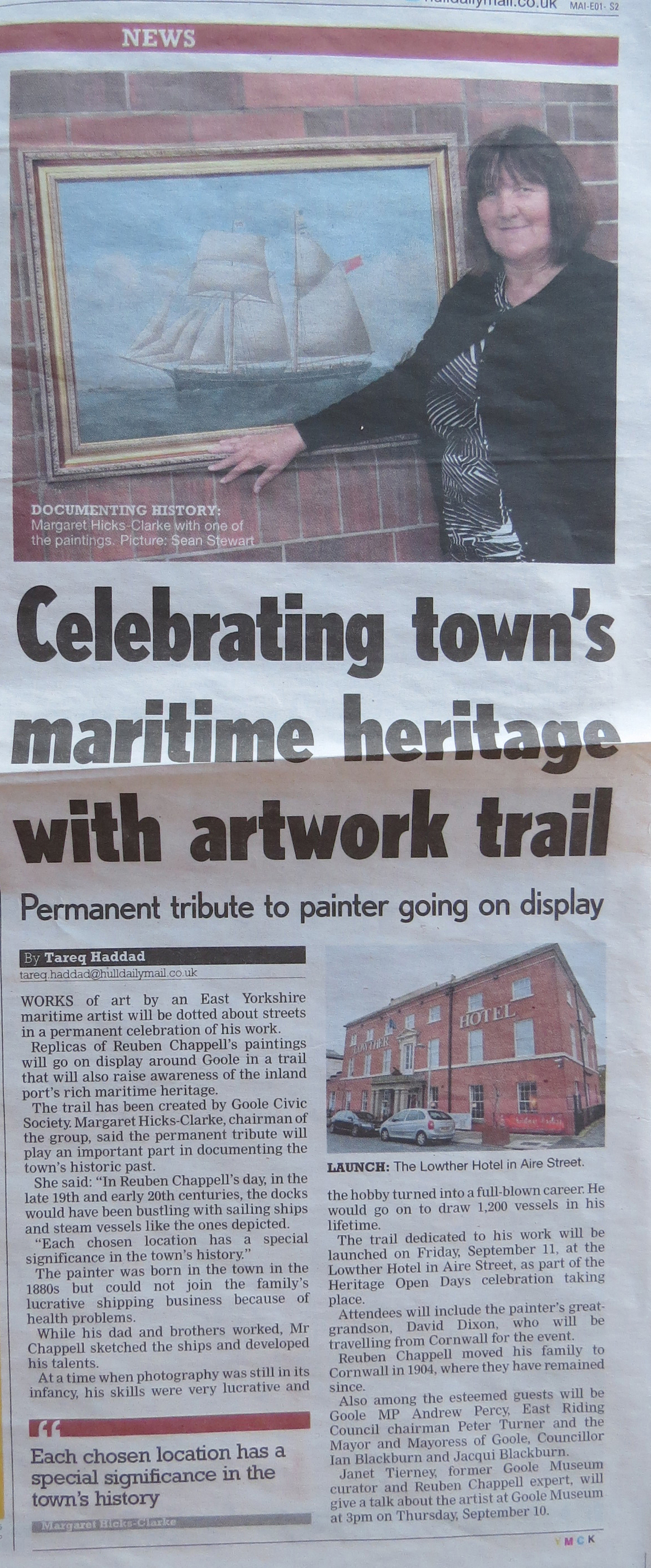 Goole Civic Society set to launch Reuben Chappell art trail in port town
