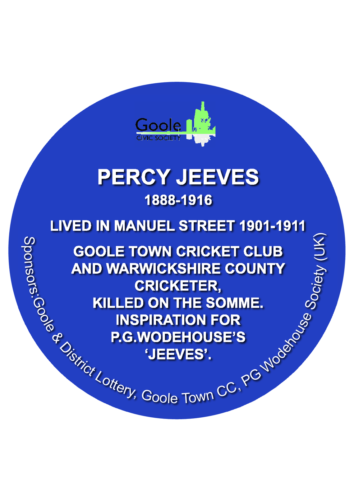 Jeeves Blue Plaque