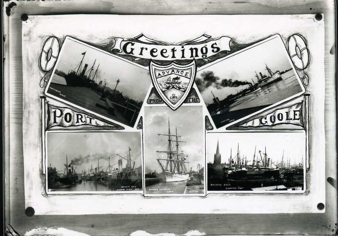 Old postcard depicting the East Riding port town of Goole