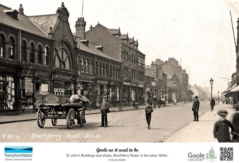 Picture board showing Boothferry Road, Goole, in the early 1900s